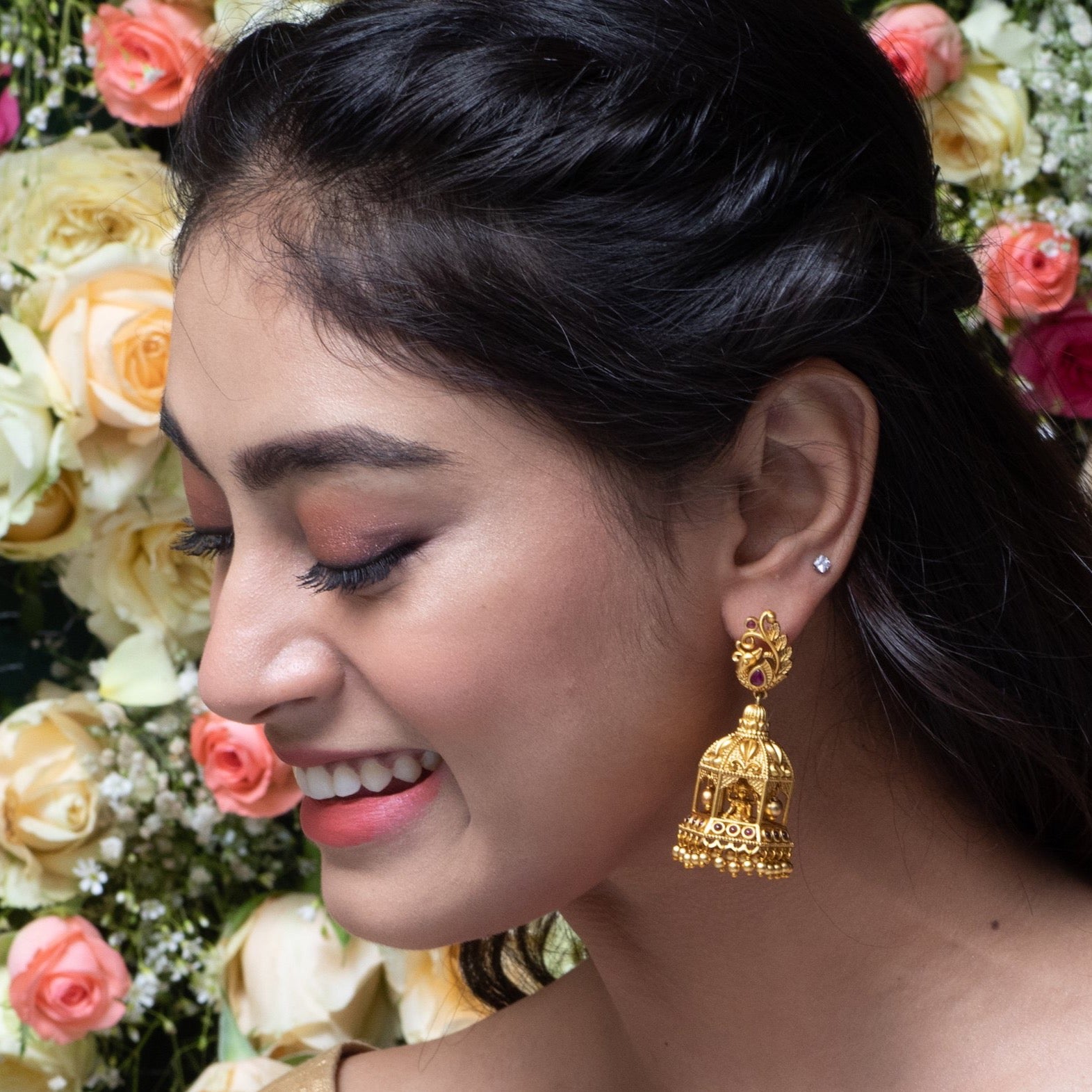 Buy Antique Floral Nakash Studs Online | Sri Jain Jewellery - JewelFlix
